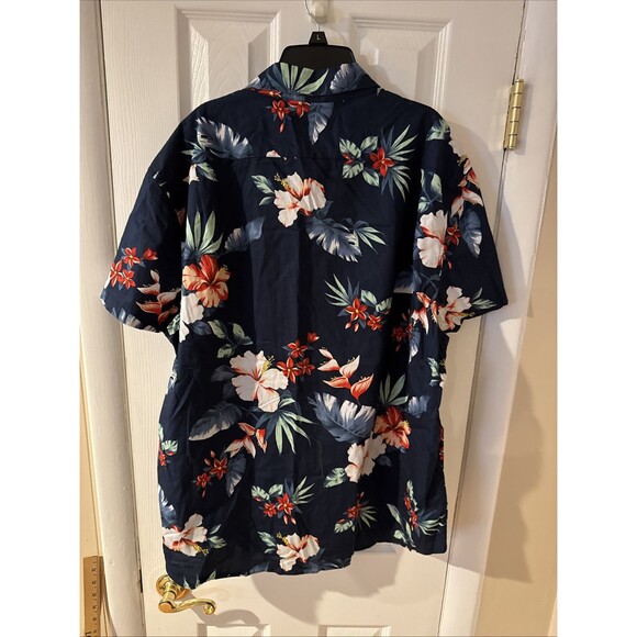 J.Crew Shirt Mens Size XXL Short Sleeve Hawaiian Floral Cotton Blue Tropical - Picture 3 of 7